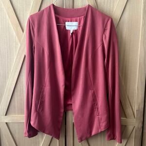 BCBGeneration Small Open Draped Blazer Jacket Rose Red Long Sleeve Workwear